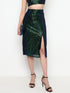 Bella Emerald Green Sequin Darted Midi Skirt
