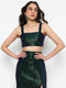Fae Emerald Green Sequin Metal Zip Crop Top