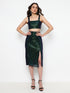 Bella Emerald Green Sequin Darted Midi Skirt