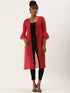 RED SHEER OPEN FRONT LONGLINE SHRUG