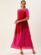 CAMILLA RED COLOUR-BLOCK BOAT NECK MAXI DRESS