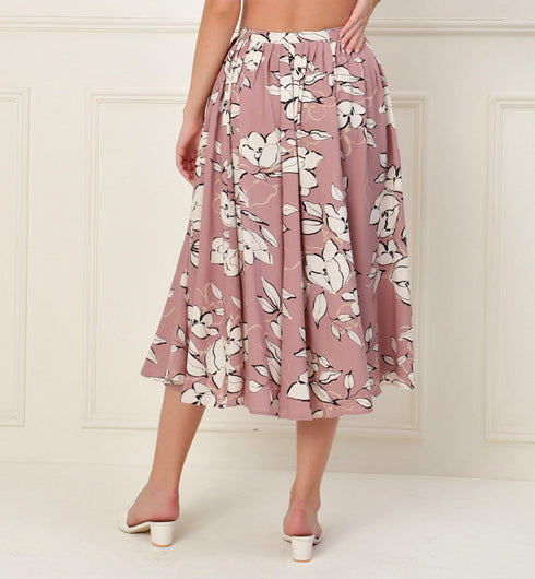 Valencia Mauve Rayon Pleated MidI Skirt