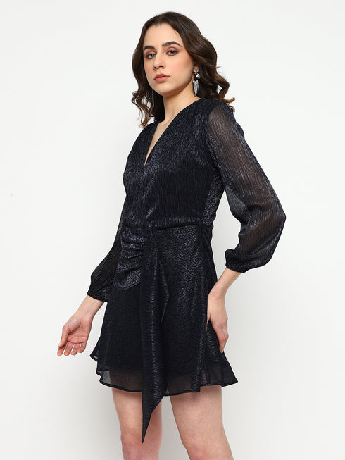 Serena Navy Moonlight Wrap Mini Dress