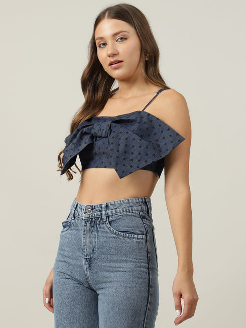 Sasha Denim Bow Crop Top