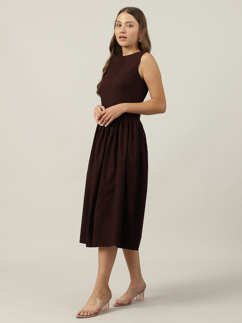 Rhea Poplin Drop Waist Midi Dress