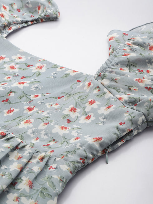 Coco Grey Flutter Sleeve Mini Dress