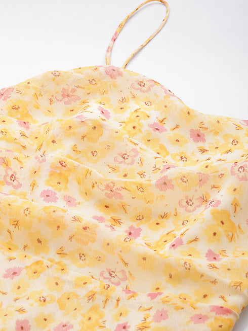 Delilah Cream Spaghetti Tie Back Dress