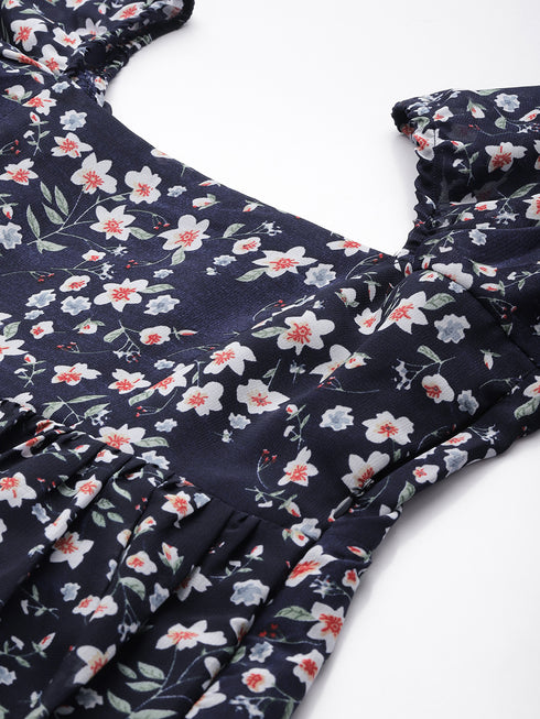 Coco Navy Flutter Sleeve Mini Dress