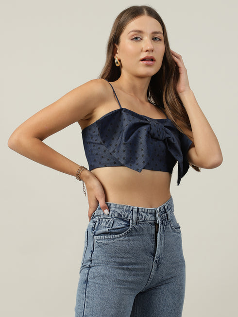 Sasha Denim Bow Crop Top