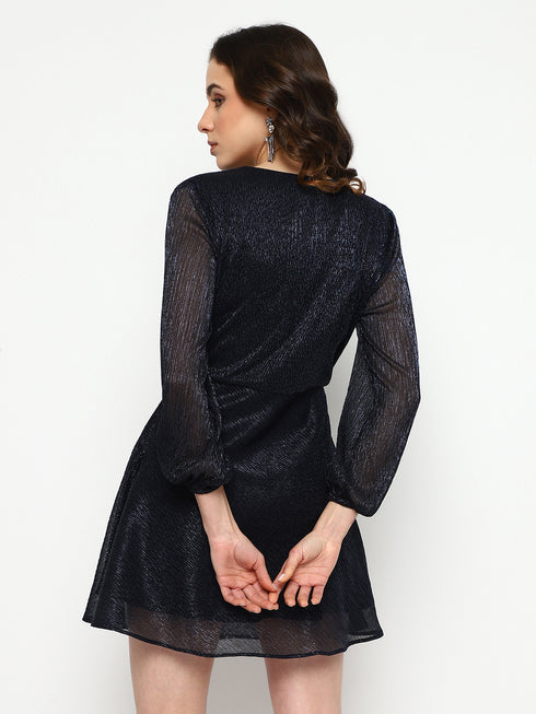 Serena Navy Moonlight Wrap Mini Dress