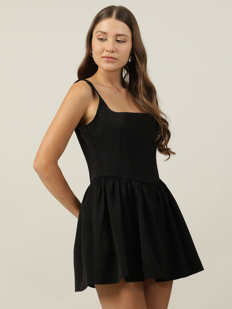 Sara Black Corset Mini Dress Urununun Kopyasi