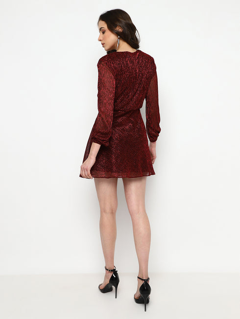 Serena Wine Moonlight Wrap Mini Dress