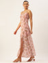Kiara Pink Spaghetti Front Slit Maxi Dress