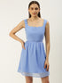 SOFIA BLUE SCALLOP TIE BACK MINI DRESS