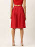 RED MOSS CREPE BOX PLEAT MIDI SKIRT