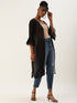 BLACK SHEER OPEN FRONT LONGLINE SHRUG