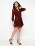 Serena Wine Moonlight Wrap Mini Dress
