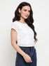 Hazel White Schiffli Ruched Back Crop Top