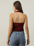 Sylvie Maroon Halter Neck Sleeveless Vest