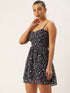 ELISA NAVY FLORAL GEORGETTE BOW BACK MINI DRESS