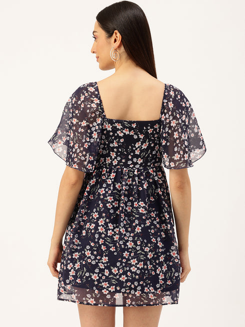 Coco Navy Flutter Sleeve Mini Dress