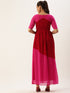 CAMILLA RED COLOUR-BLOCK BOAT NECK MAXI DRESS