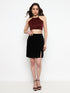 Estelle Wine Moonlight Exposed Metal Zip Crop Top