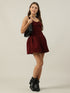 Flora Maroon Tie Front Mini Dress
