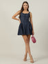 Flora Denim Tie Front Mini Dress