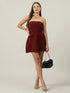 Polly Maroon Strapless Mini Dress