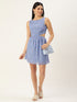 KIMBERLY BLUE FLORAL CUT OUT WAIST MINI DRESS