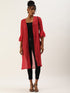 RED SHEER OPEN FRONT LONGLINE SHRUG