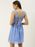 SOFIA BLUE SCALLOP TIE BACK MINI DRESS