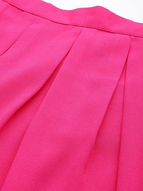 PINK MOSS CREPE BOX PLEAT MIDI SKIRT