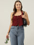 Sylvie Maroon Halter Neck Sleeveless Vest