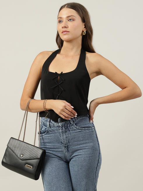 Sylvie Black Halter Neck Sleeveless Vest