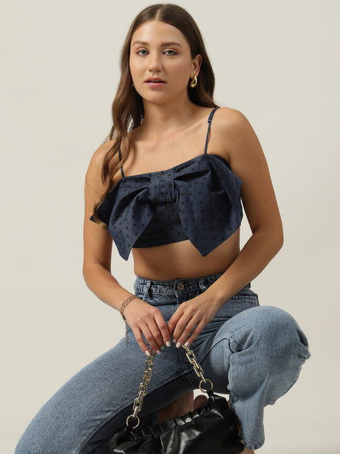 Sasha Denim Bow Crop Top