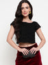 Hazel Black Schiffli Ruched Back Crop Top