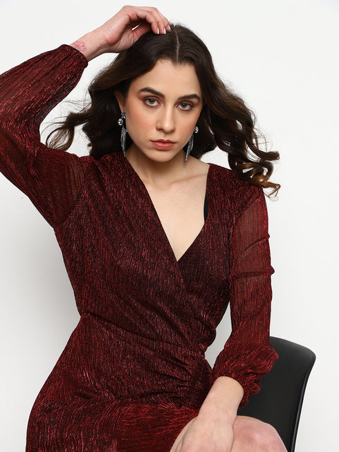 Serena Wine Moonlight Wrap Mini Dress