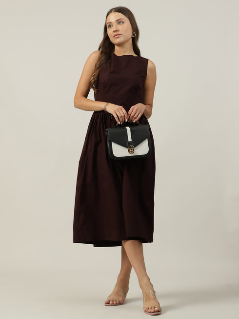 Rhea Poplin Drop Waist Midi Dress
