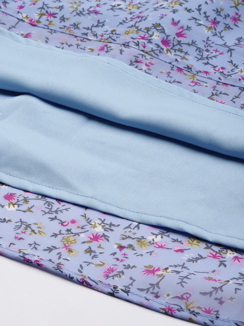 KIMBERLY BLUE FLORAL CUT OUT WAIST MINI DRESS