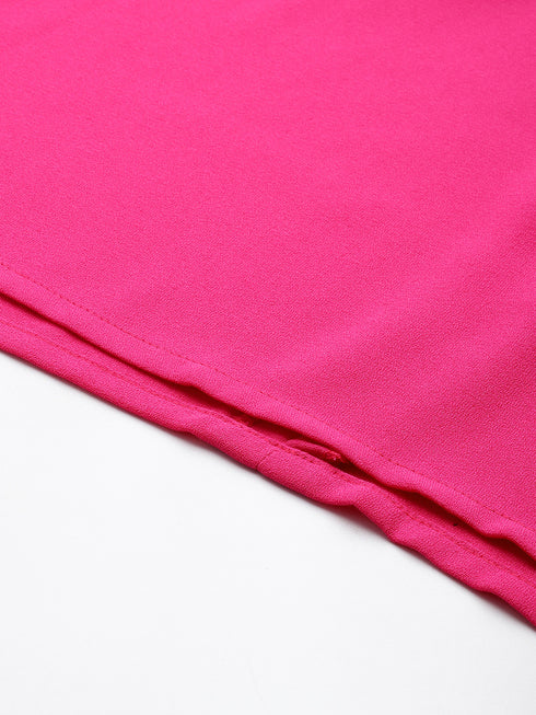 PINK MOSS CREPE BOX PLEAT MIDI SKIRT