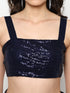 Fae Navy Sequin Metal Zip Crop Top