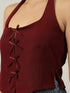 Sylvie Maroon Halter Neck Sleeveless Vest