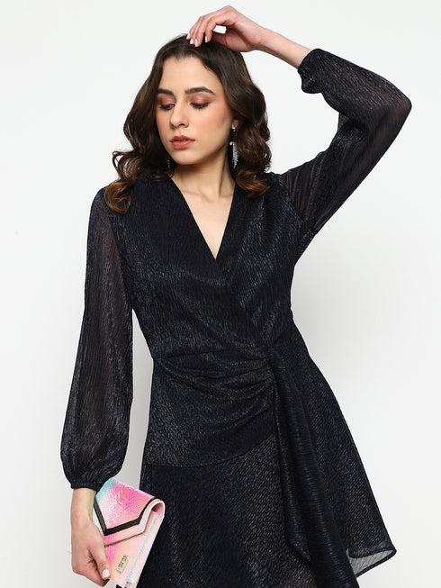 Serena Navy Moonlight Wrap Mini Dress