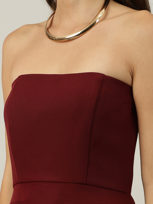 Polly Maroon Strapless Mini Dress