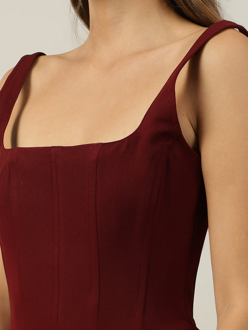 Ariel Maroon Corset Mini Dress