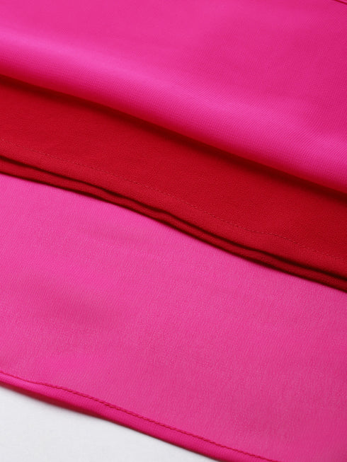 CAMILLA RED COLOUR-BLOCK BOAT NECK MAXI DRESS