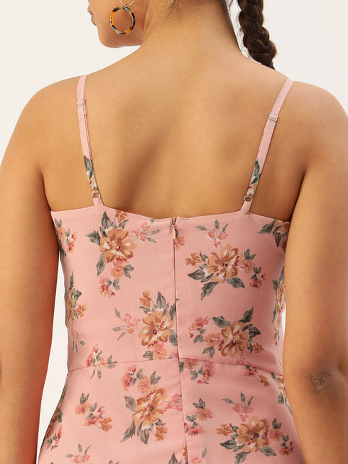 Kiara Pink Spaghetti Front Slit Maxi Dress