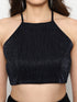 Estelle Navy Moonlight Exposed Metal Zip Crop Top